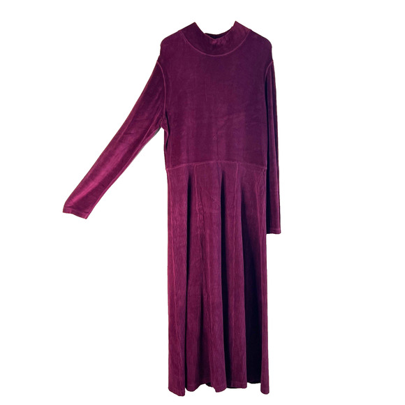 Coldwater Creek Velvet Maxi Dress L Wine Burgundy Moody Boho Glam Edwardian - Picture 5 of 16